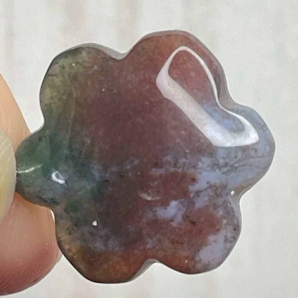 Red Moss Agate Ocean Jasper flower pendant natural stone crystal reiki silver pl